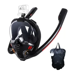 Full Face Snorkel Mask With Breathing System, Leak Proof 180 Degree Panoramic HD View Snorkeling Mask With Camera Mount Diving Gear Water