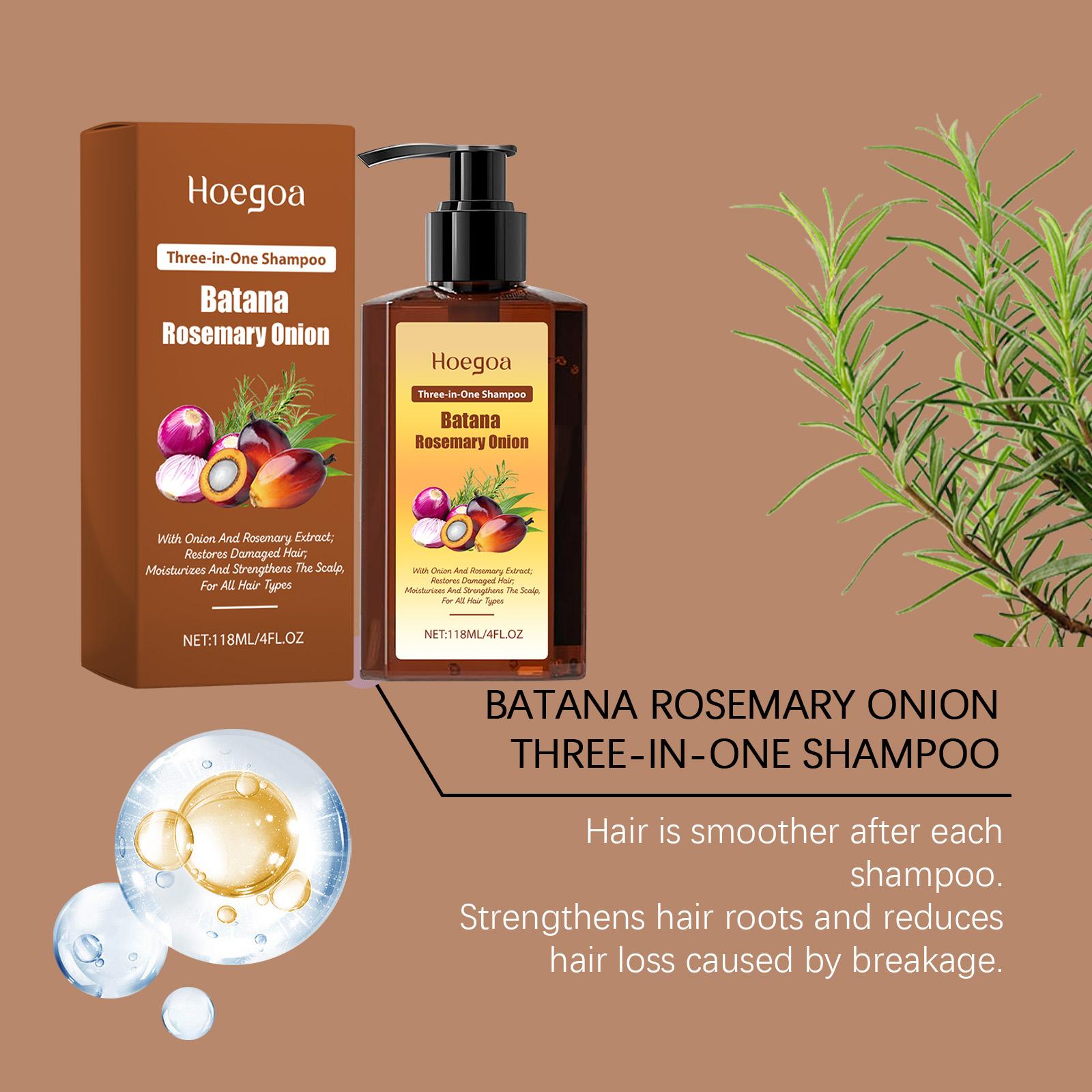 Hoegoa 3-in-1 Nourishing Hair Shampoo with Batana Rosemary Onion for Cleansing Nourishing Moisturizing and Softening Hair 118ml