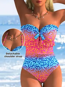 High-Quality New Leopard Print One-Piece Swimsuit for Women, Elegant Slim-Fit Swimwear, Casual Beach Vacation Wear, Ladies Bathing Suit