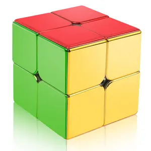 D-FantiX Magnetic glossy Reflective Stickerless Speed Cube 2x2, Cyclone Boys Original Shiny Cool Magic Cube, Brain Teaser Puzzles Mini Cube, Personalized Birthday Gift for Boys and girls Colorful Square