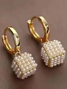Elegant Faux Pearl Decorated Hoop Earrings, Fashion Jewelry for Party, Daily Clothing Decor, Trendy All-match & Exquisite Jewelry for Birthday Gift, Fashionable Jewelry, Chic Gorgeous Jewelry, Trendy Fashionable Accessories