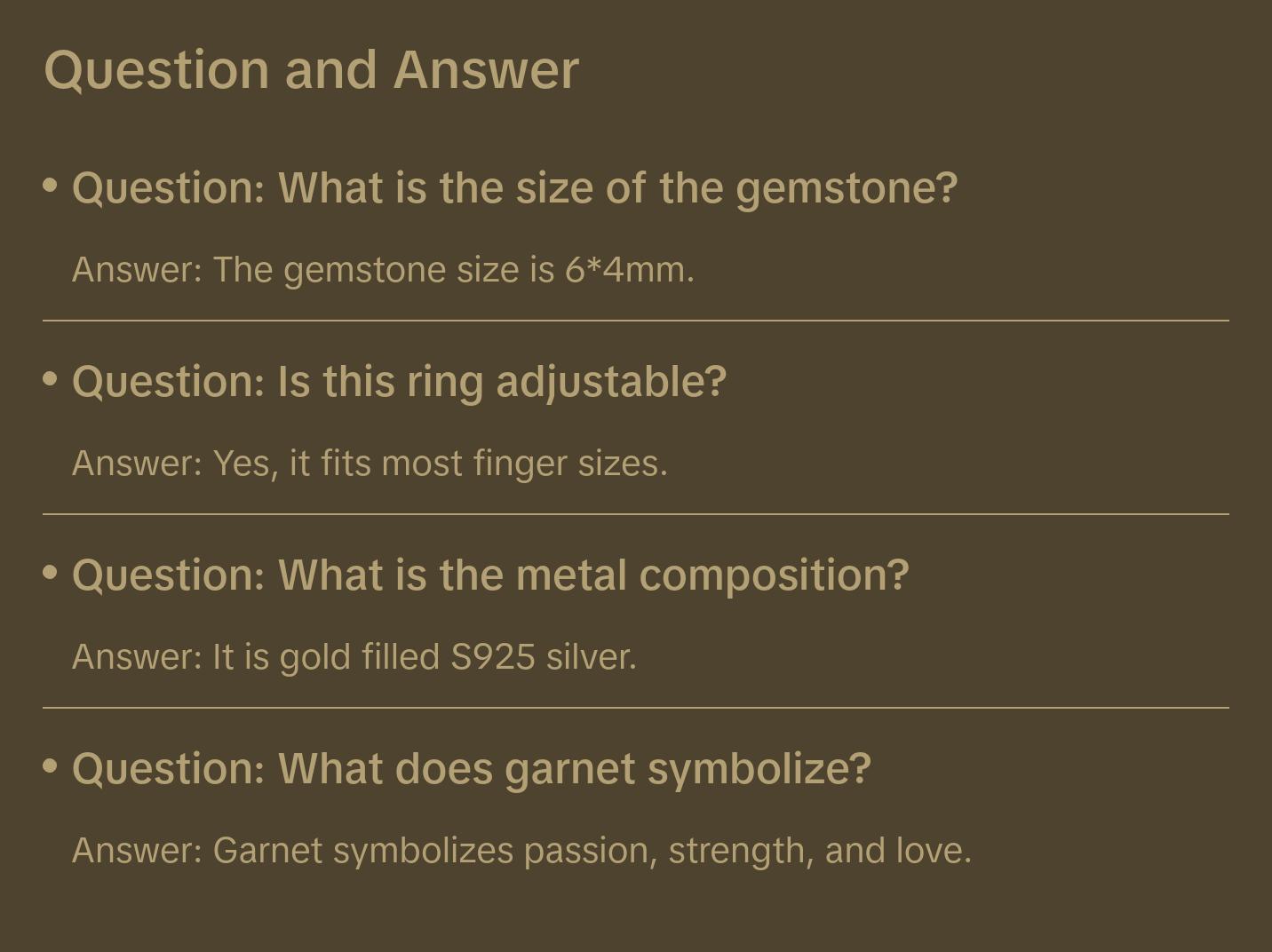 Garnet Oval Cut Vintage Style Adjustable Ring