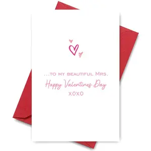 Romantic Valentine's Day Greeting Card, 1/3/50pcs Beautiful Wife Letter Design Greeting Card with Envelope, Gift for Wife, Anniversary Gift