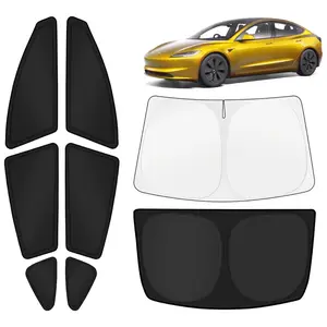 Canvcle Car Window Shades for Tesla Model 3 Highland 2024-2025 2026 Windshield Sun Shade Side Window Cover UV Block Privacy Protection Accessories for Camping Blackout Rear Back Full Set 8PCS