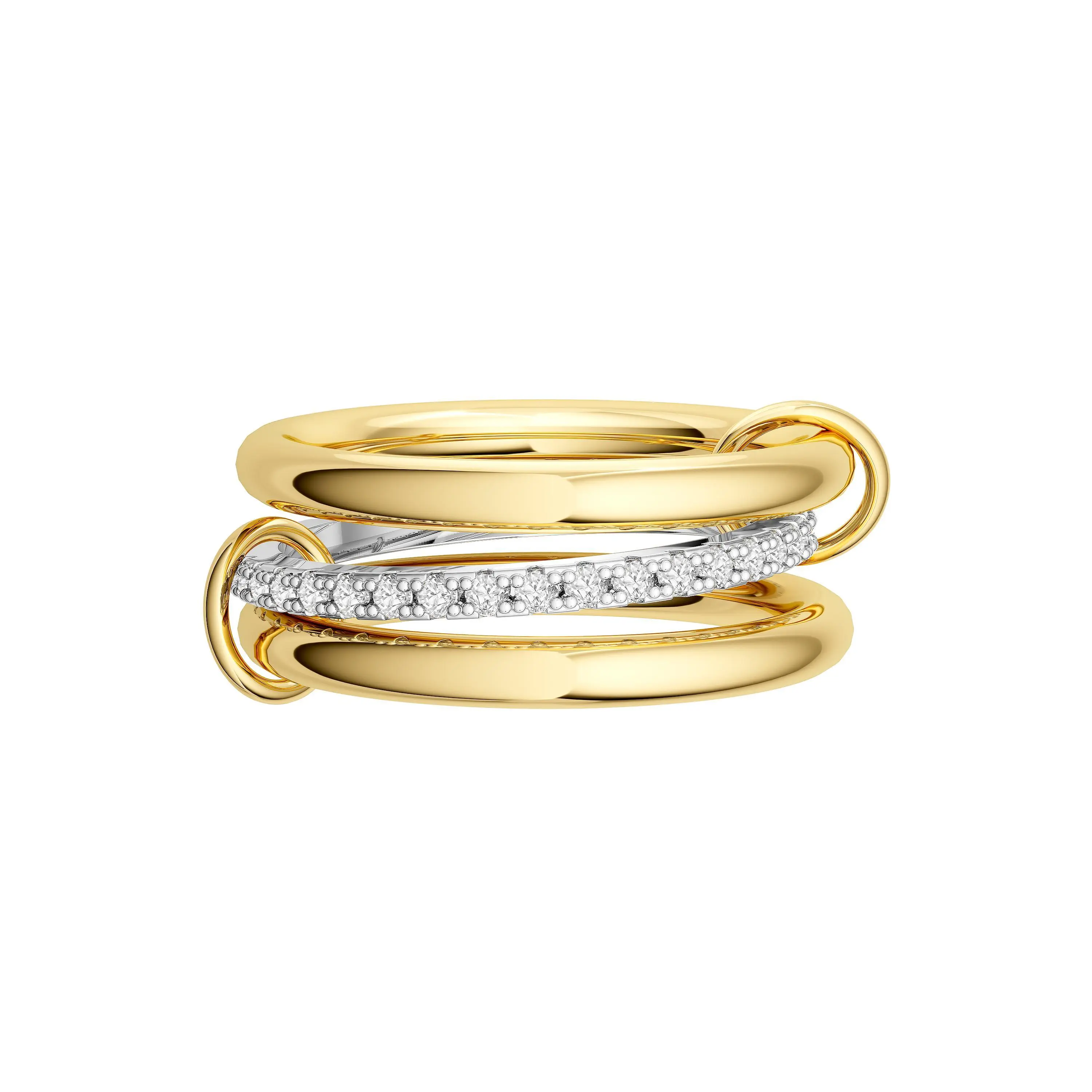 NECOCY Women's 3-Layer Interlocked Stackable Rings, Mixed Metals with Cubic Zirconia, Fashion Jewelry Trends Glamorous Rings, Ideal Gift for Fashion Enthusiasts