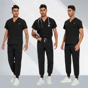 Hospital Doctor Nursing Set Unisex Wholesale Casual Jogger Suits Short Sleeved V-neck Tops Nurse Pants Pharmacy Uniforms
