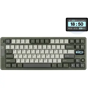RT85  Mechanical Keyboard with Joystick & DIY Screen, 8000mAh, BT/USB/2.4Ghz, Gasket, 5-Layer Paddings, Hot-Swap, PBT Keycap, 75% Gaming Keyboard (Army Green, Creamy Jade)