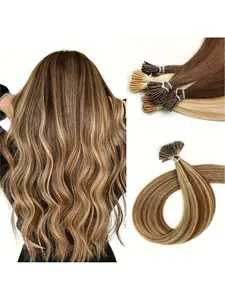 Human Hair I-Type Extensions, Invisible Pre-Sticky Straight Fusion, Natural Look, Unisex, Quality Care, Suitable for All