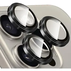 Camera Lens Protector for  13 Pro &  13 Pro Max, 9H Tempered Glass Camera Screen Cover, Black Metal Individual Ring