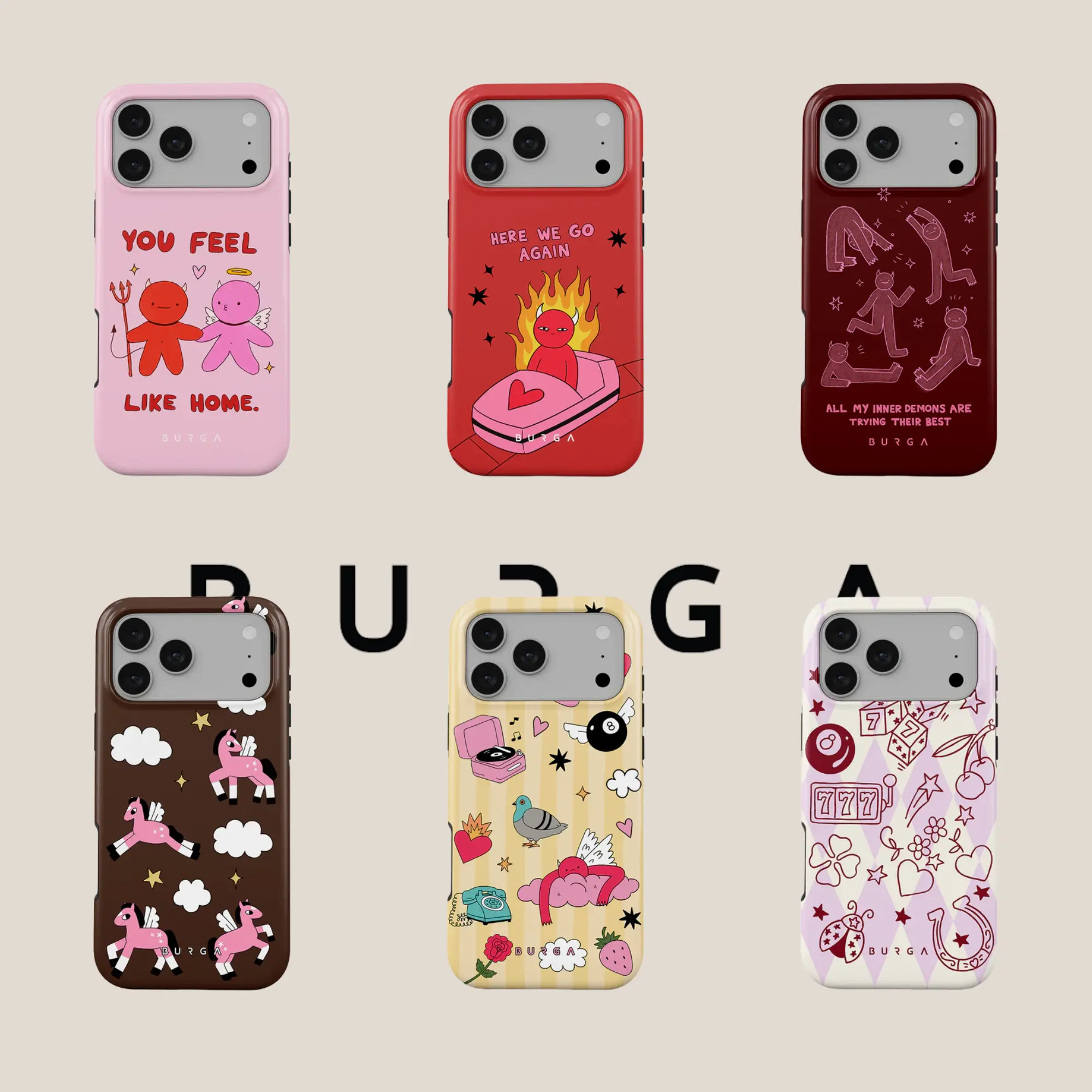 Burga Like Home, Little Devil & Inner Demons Sarcastic Quote MagSafe/Tough Case for iPhone 17, 16, 15, 14, 13, 12, 11, Pro Max, Stylish and Protective Cover, Heavy Duty Shockproof Trendy Phone Shell