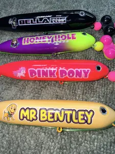 Bella & Three Littles 4 Pack:  Bella (13cm), Honey Hole (11cm), Pink Pony (11cm), and Mr. Bentley (11cm) on 4/0 and 6/0 Hooks and mono leader lines