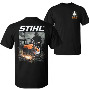STIHL Chainsaw Graphic T-Shirt, Logging Workwear Tee, Heavy Duty Forestry Shirt for Men Women, Industrial Cutting Machine Print Tee, Outdoor Worker Graphic T-Shirt, Soft Breathable Cotton Tee