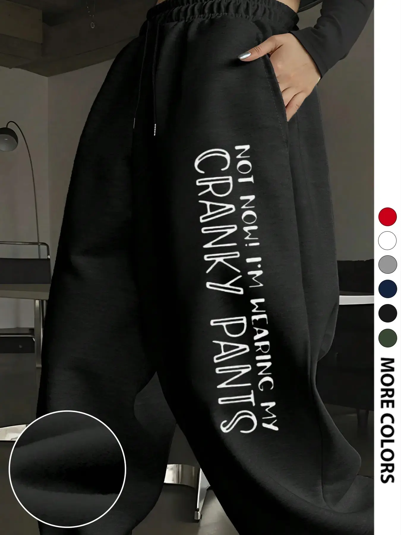 Women's Casual Oversized Loose-Fit Baggy Straight Long Printed Pants, Not Now!I'm Wearing My Cranky Pants Print, All-Season Everyday Woven Fabric, Home & Outdoor Wear, Bottoms, Womenswear
