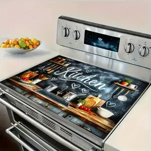 1pc 2D Flat Electric Stove Top Covers That Are Heat-Resistant, Featuring a Stylish Heart Design, Perfect for Cooking And Food Prep.