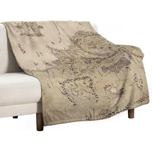 Middle Earth Map Throw Blankets Fleece Blanket Super Soft Funny Flannel Material Throw Blanket Multipurpose Office Bedding Blanket PlushThin Warm Napping Blanket for Home Office School Travel Lightweight Anime Quilt Holiday Gift Fans