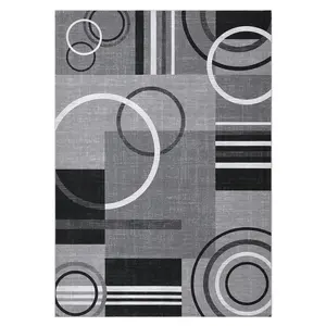 10 x 13 ft Polyester Cashmere Gray Rectangular Hallway Bathroom Entryway Kitchen Office Foldable Geometric Printed Modern Washable Area Rug-B