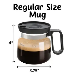Coffee Pot Shaped Coffee Mug - 16 Oz Compact Glass Carafe Design with Sip Lid | Fun Gift for Coffee Lovers | Cute Mini Novelty Cup