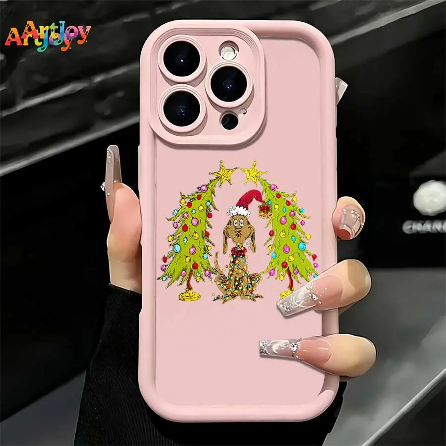 Shockproof Protect Cover for Multiple iPhones, Vintage Whimsical Festive Santa Fairy Accessories Case with Max The Dog & Christmas Tree Illustration - Ideal Birthday, Holiday Gift (Fits 17 Pro Max,16,16 Plus,15,14,13,12)