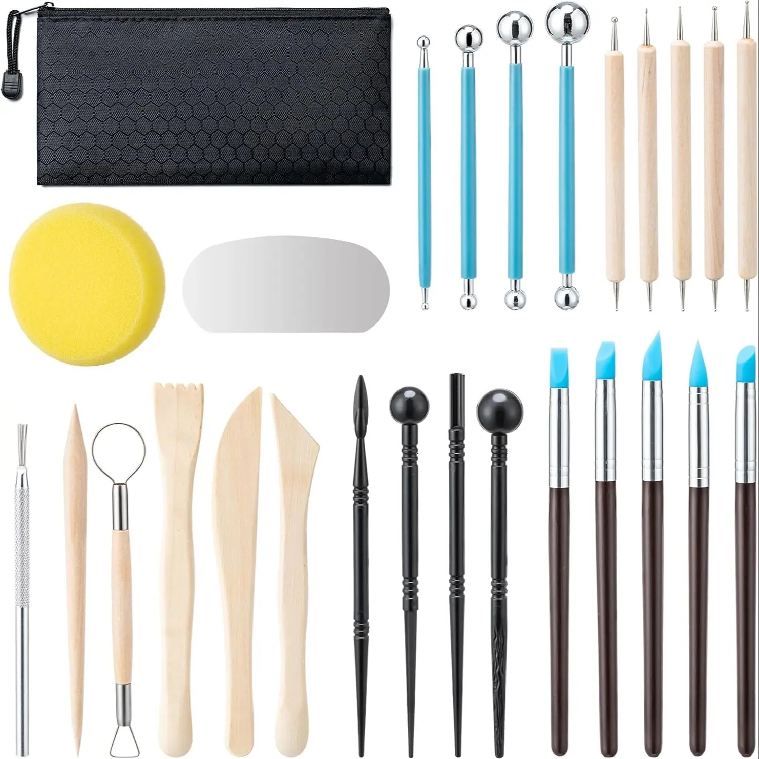 27pcs Clay Tools,Pottery Kit,Practical Handheld Polymer Clay Sculpting Tools Kit,Air Dry Clay Set for Kids and Adults,Pottery Craft,Dotting,Carving, Drawing,Molding,Modeling,Shaping, Clay Activities, Handicraft, Art, Handcraft