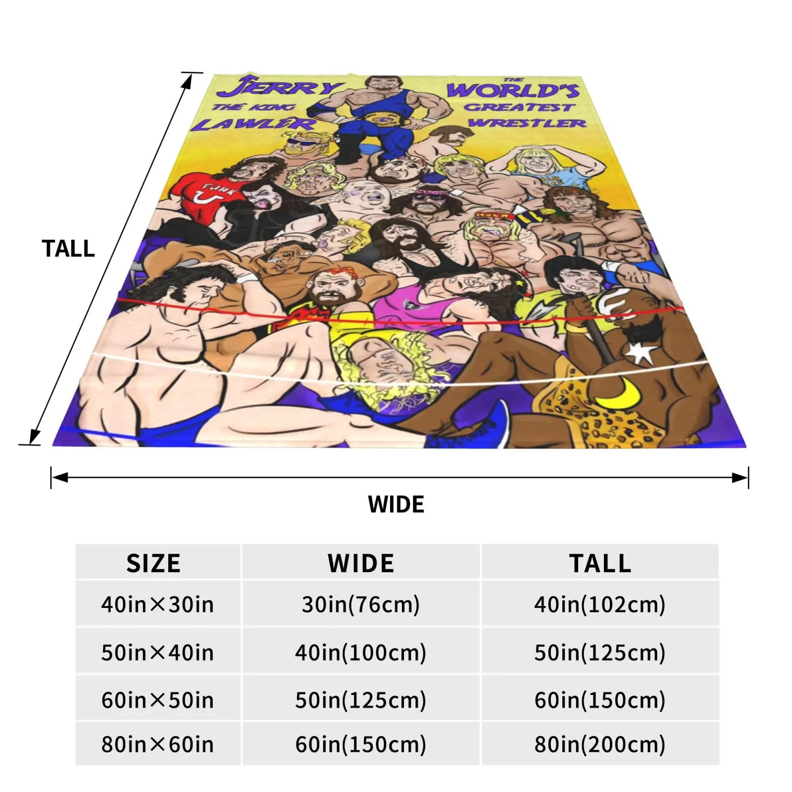 Jerry Lawler The King Themed Cozy Warm Fleece Blanket - Retro Wrestling Funny Throw Blanket for Wrestling Fans, Cozy Warm Blanket