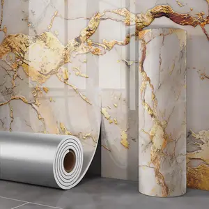 Marble Decorative Film Panel, Self-AdhesiveMarble Wallpaper, Fireproof Waterproof WallCovering Material,40cmX3m,Home Decoration