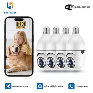 Huntvision 4PCS Light Bulb Security Camera Wireless 3MP E27 Two-Way Talk PTZ 360° View Night Vision Instant Alert AI Detection Remote Monitor Home Security￥