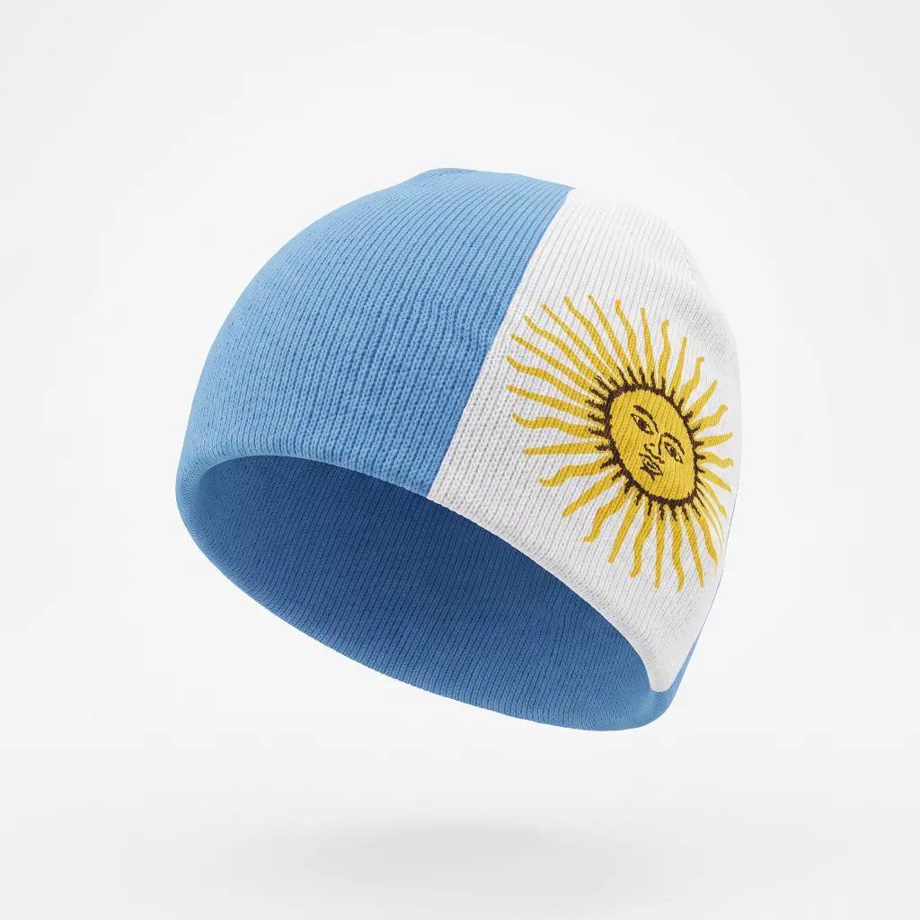Unisex Fitted Argentina Flag Acrylic Knit Beanie - 4 Colors, Casual, Stylish, for Daily & Everyday Wear