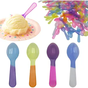 100 Color Changing Disposable Mini Plastic Sample Tasting Spoons for Ice Cream Jello Yogurt Froyo and More