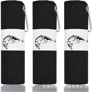 Microfiber Fishing Towels with Clip, Waffle Pattern for Effective Cleaning of Fishing Gears or Dirty Hands, 40" X 40", Camping Towels, Hiking Towels, Pack Of