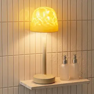 IP65  Shower Lamp for Inside Shower, Outdoor Patio Cordless Rechargeable Table Lamp, RGB  Wave Projector,  Operated Small  Lamps for Kitchen Counter Nightstand Desk Bathroom
