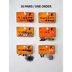 Alloy Earrings Set, 36 Pairs Stud Earrings & Dangle Earrings Set, Fashion Accessories for Women & Girls, Trendy All-match & Exquisite Jewelry for Gift, Halloween