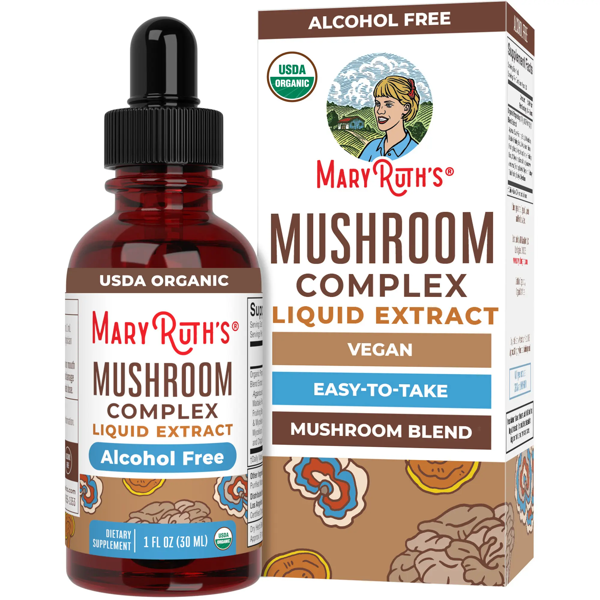 MaryRuth's USDA Organic Mushroom Complex by MaryRuth's - Lion's Mane - Reishi Mushroom - Shiitake Mushrooms - Turkey Tails - Non-GMO - 30 Servings