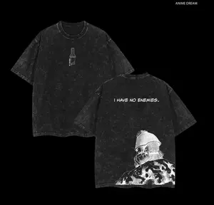 Vinland Saga Anime Double Printed Vintage Washed Tee Unisex Oversize Heavyweight Cotton T-shirt for Anime Fans and Lovers