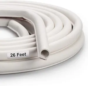 Weather Stripping Seal Strip for Doors/Windows, Self-Adhesive Backing Seals Large Gap Easy Cut to Size 1 (White, 26FEET)
