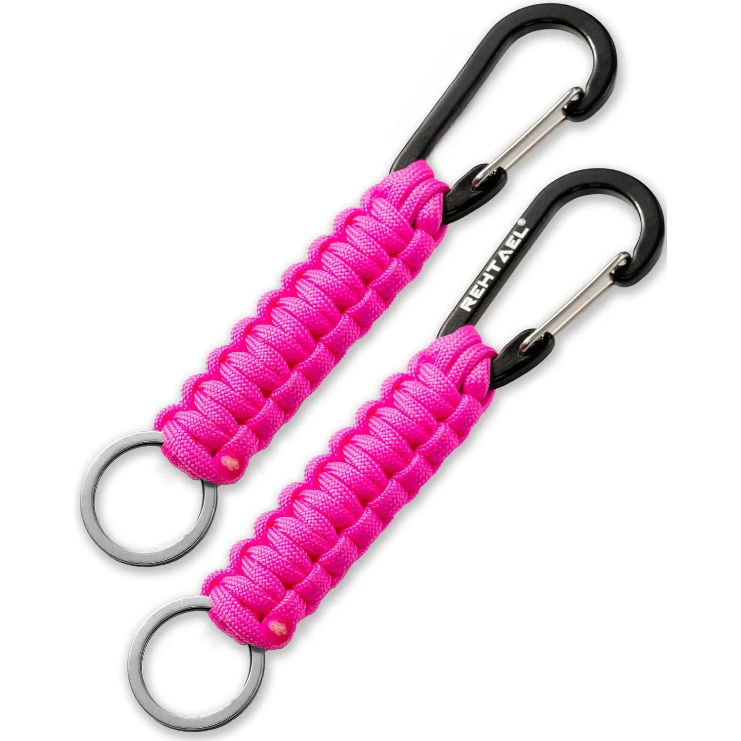 Durable Aluminium Alloy Carabiner Keychain with 550 Paracord Braided Rope Clip & 300 lb Test Cord Heavy-Duty Lanyard for Family Backpack Camping Hiking, Climbing Carabiner