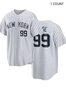 Men's New York 99 Baseball Jerseys Shirts Hip Hop Button Down for Party Xmas Gift Stitched Jersey Tops