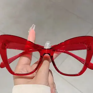 Stylish Multicolor Cat-Eye Glasses for Women - Red & Black Design, Comfortable Fit, Stylish Look