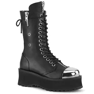 Demonia Men's Gravedigger-14 Black Vegan Leather Platforms