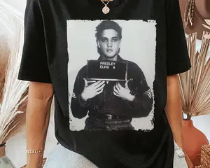 Elvis Presley T-Shirts Mugshot Music Rock And Roll King Shirt Unisex T-Shirt, Gift For Mother's Day 2024