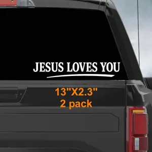 2 pack JESUS LOVES YOU decal inspirational Christian vinyl sticker religious faith window decal uplifting quote perfect for cars and trucks car stickers