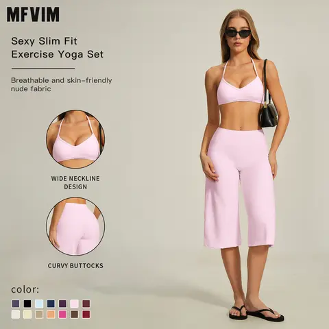MFVIM Women’s 2-Piece Yoga Sportswear Set - Premium High Waist Compression Quick Dry Shorts, Shock Absorbing Push Up Sports Bra, Gym Clothes for Women, Yoga-Ready Back to School Sohochic Set, 2 Piece Sets