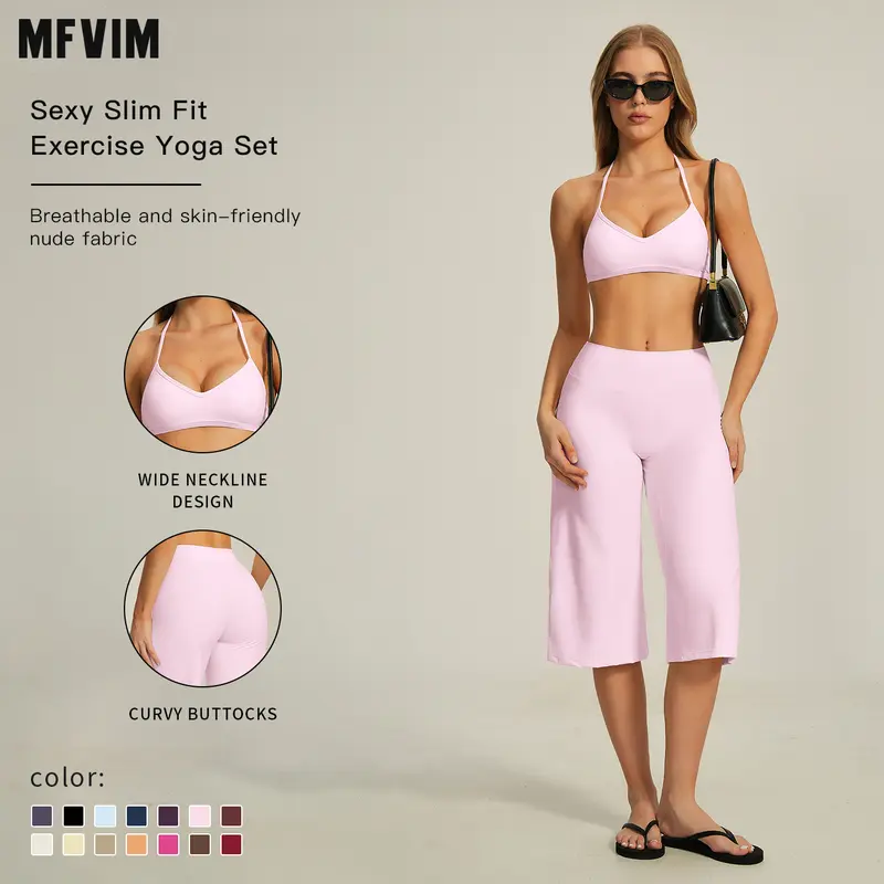 MFVIM Women’s 2-Piece Yoga Sportswear Set - Premium High Waist Compression Quick Dry Shorts, Shock Absorbing Push Up Sports Bra, Gym Clothes for Women, Yoga-Ready Back to School Sohochic Set, 2 Piece Sets
