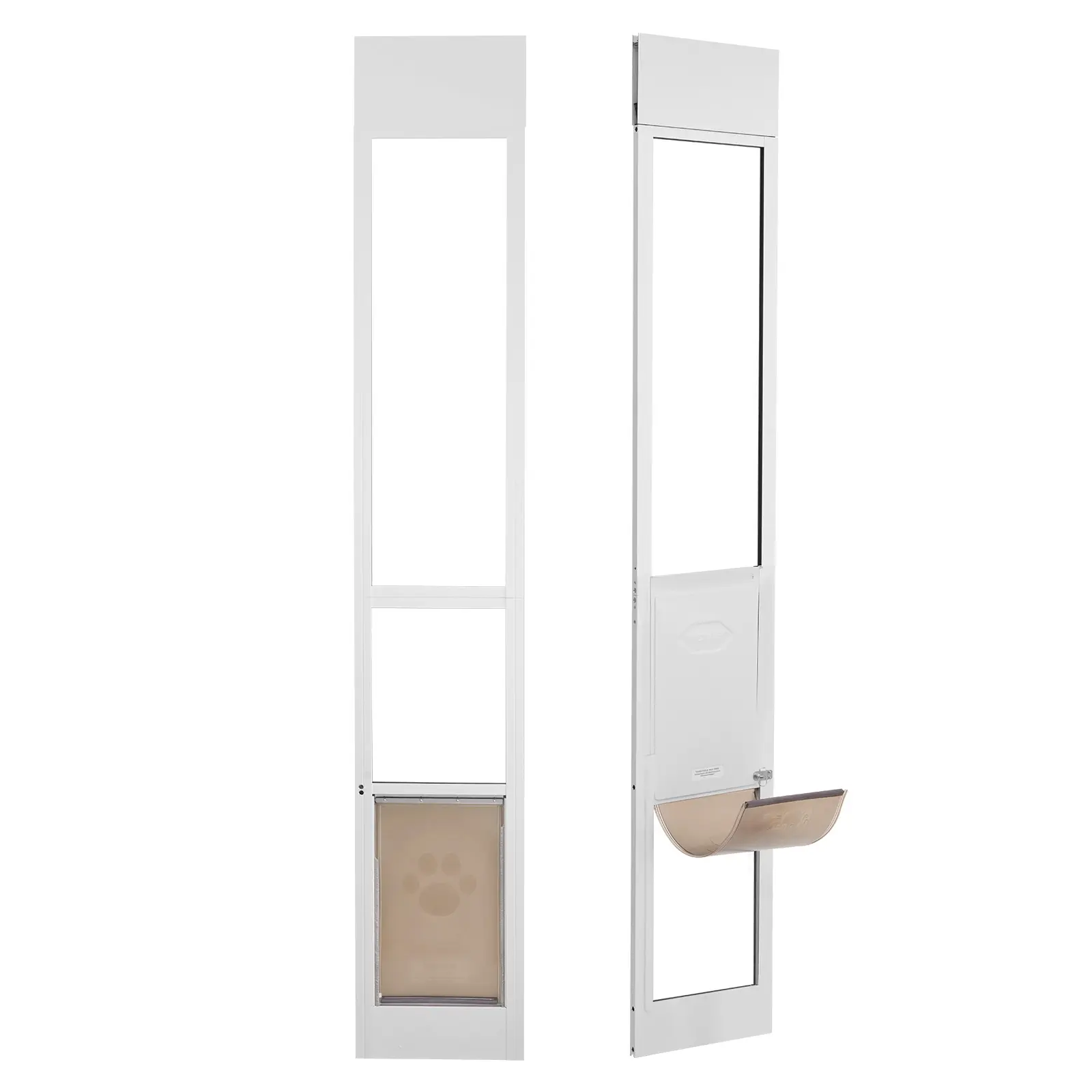 VEVOR Dog Door for Sliding Glass Door,  , 75 7/8"-80 11/16" Adjustable Height Doggy Door for Sliding Doors, Aluminum Frame Tempered Glass Pet Door with Hinge Structure Flap and Lock for Medium-Sized Dogs#BacktoSchool