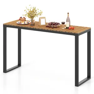 COSTWAY - Outdoor Rectangle Console Table with Long-Lasting WPC Tabletop