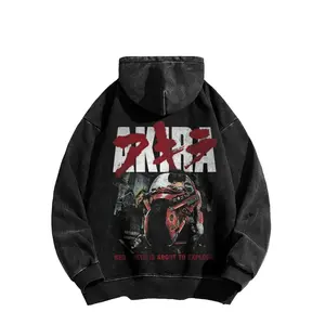 Retro-style heavyweight hoodie with Akira graphic. Themed washed American-style hoodie, made in the USA | Premium 100% cotton streetwear hoodie | Relaxed fit