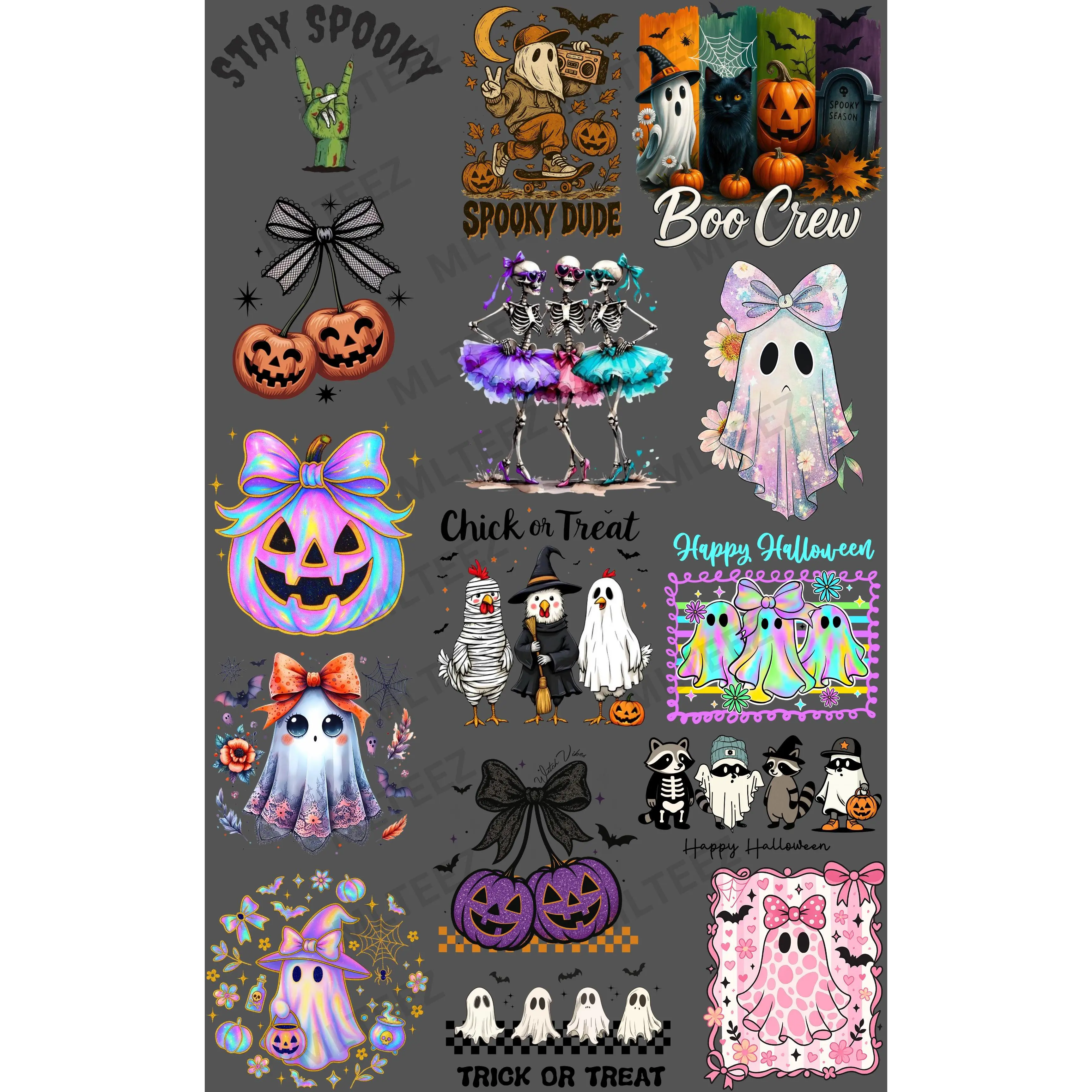 HALLOWEEN YOUTH (1) PREMADE GANGSHEET  - 22X36  DTF TRANSFERS - DIRECT TO FILM
