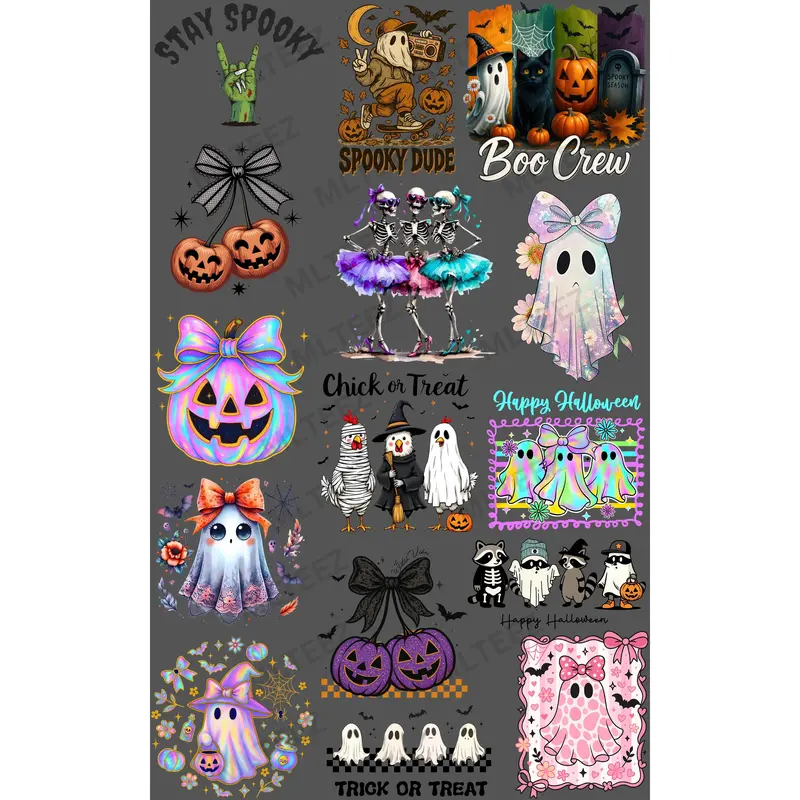 HALLOWEEN YOUTH (1) PREMADE GANGSHEET  - 22X36  DTF TRANSFERS - DIRECT TO FILM