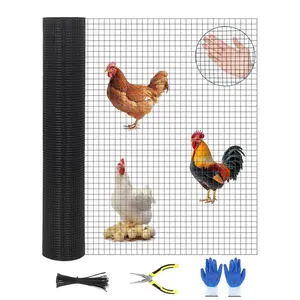 [FLASH SALE] Garvee Hardware Cloth Welded Metal Chicken Wire 19GA 1/2IN Vinyl Coated Rust-Resistant Flexible Yard Fence for Poultry Garden Rabbit Snake