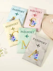 Flower & Letter Pattern Passport Holder, Fashionable Travel Passport Holder, Simple Casual Passport Holder, Couple Passport Holder, Bank Card, Credit Card