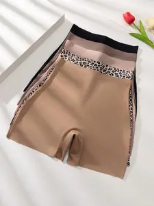 Women's High-Waisted Leopard Print Briefs, Comfortable Breathable Underwear, Casual Fashion Design, Pack of 5, All-Season Wear, High Waisted Boxer